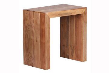 tinkaro Beistelltisch BESTE Massiv-Holz Akazie Wohnzimmer-Tisch Braun