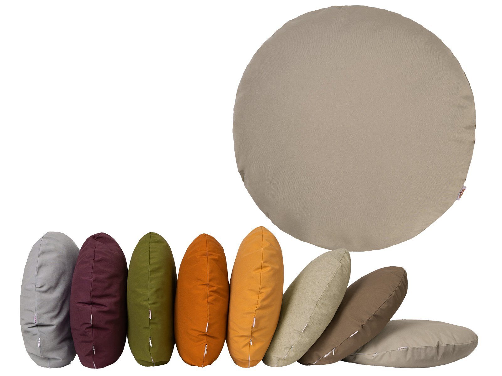 beties Kissenhülle Wunschton, (1 Stück), runder Kissenbezug 50 cm taupe günstig online kaufen
