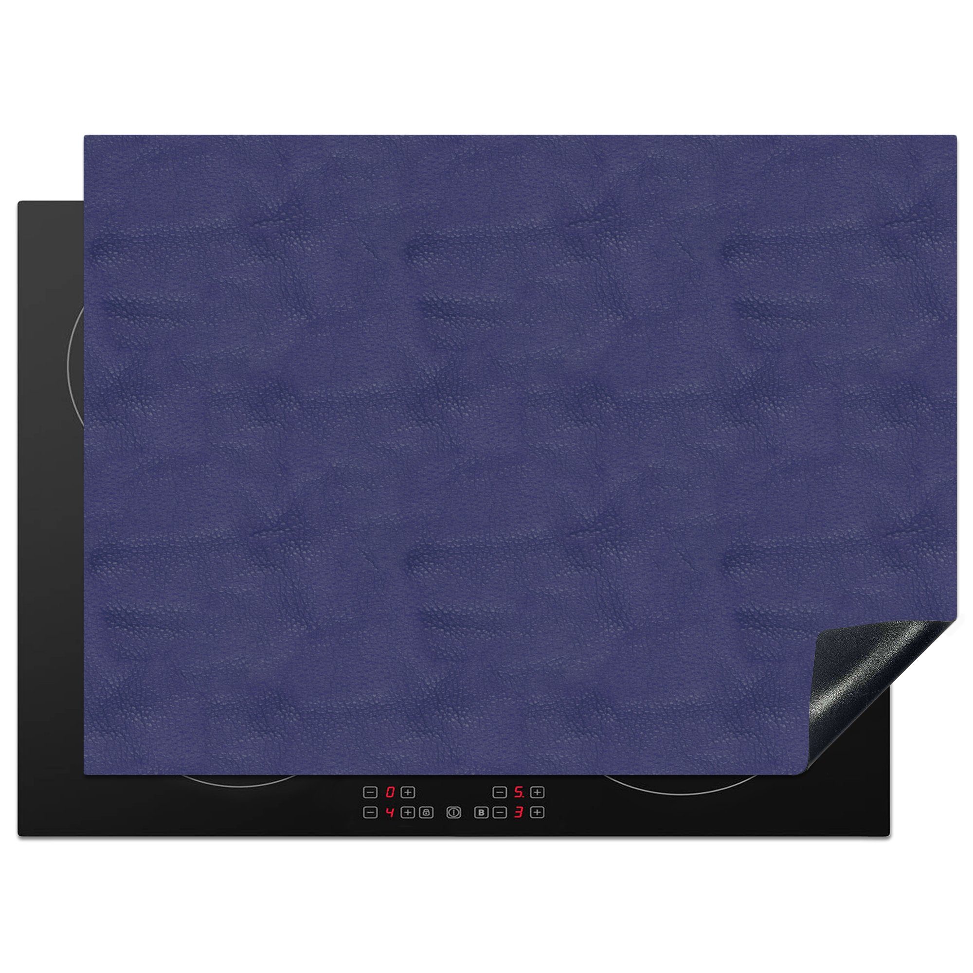 MuchoWow Herdblende-/Abdeckplatte Induktionsschutz - Leder - Blau - Tierfell, Vinyl, (1 tlg), 70x52 cm, Mobile Arbeitsfläche nutzbar, Ceranfeldabdeckung
