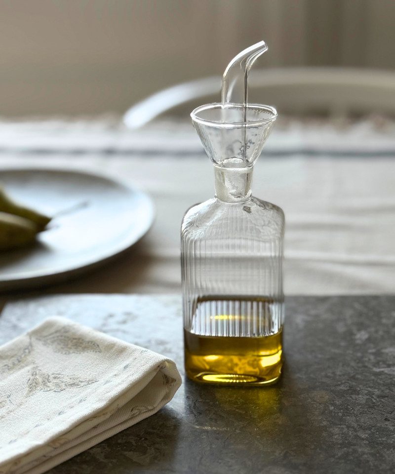 Zoha Ölspender Stripe Ölspender Glas - Riffel Design, (4-tlg), Borosilikatglas