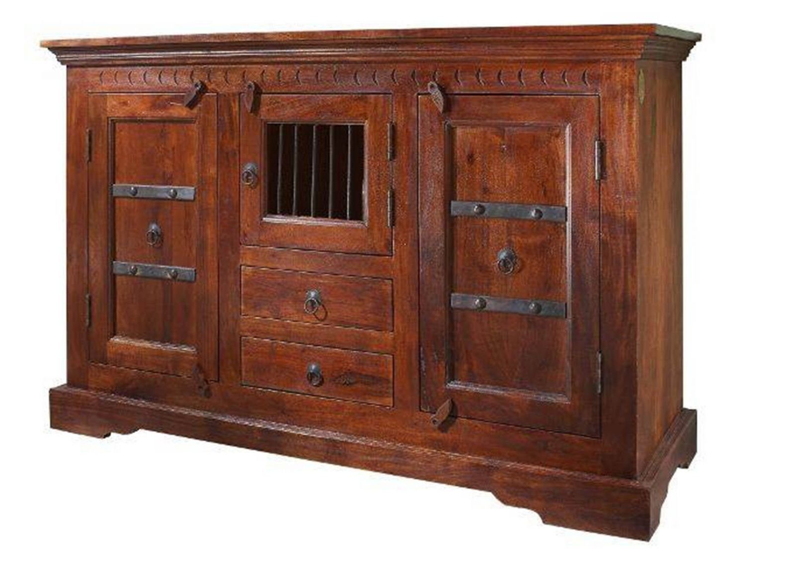 Massivmoebel24 Kommode (Massivholz), Kommode Akazie 130x50x85 nougat lackiert OXFORD #412