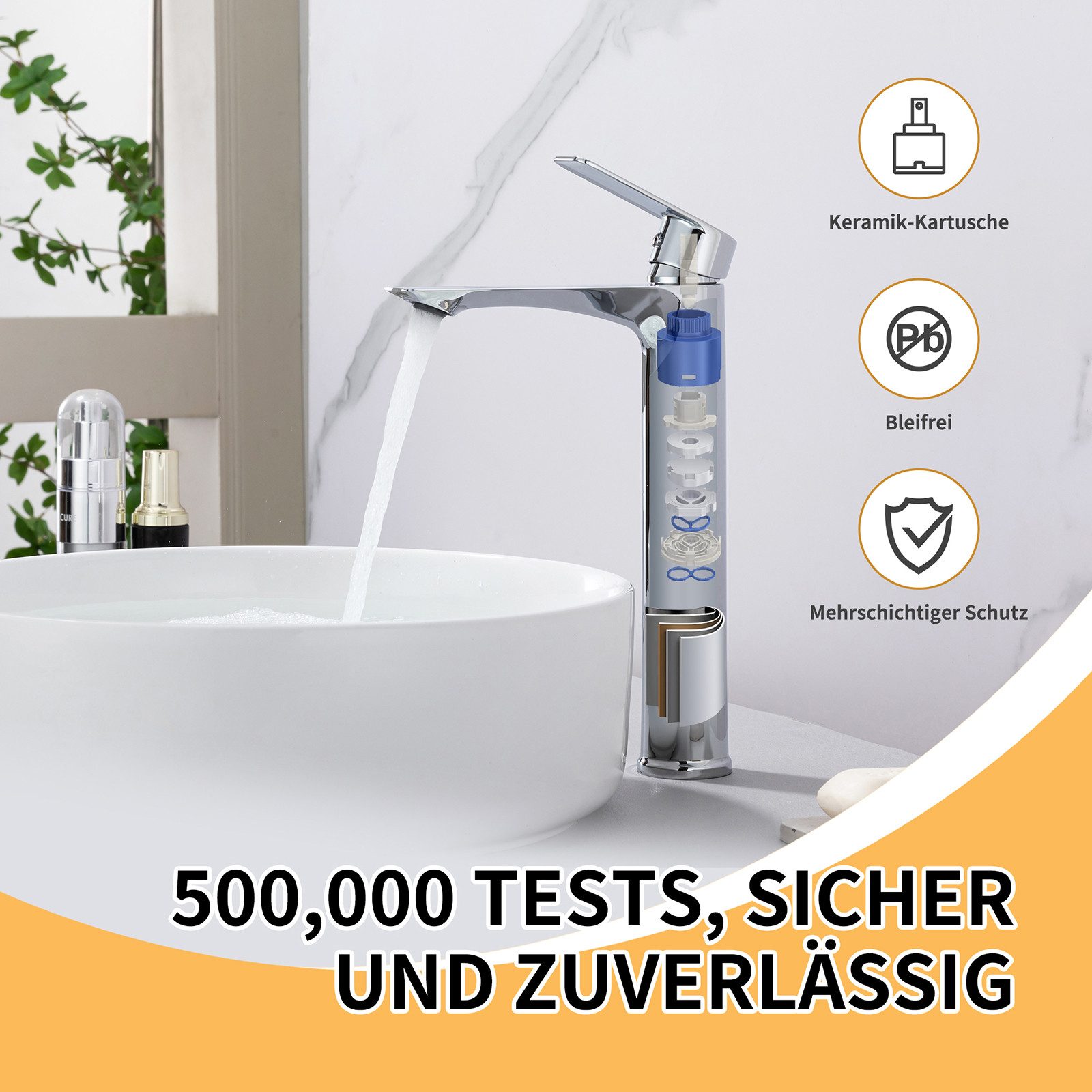 HOMELODY Waschtischarmatur Hohe Auslaufhöhe waschtischarmatur bad Waschbeck günstig online kaufen