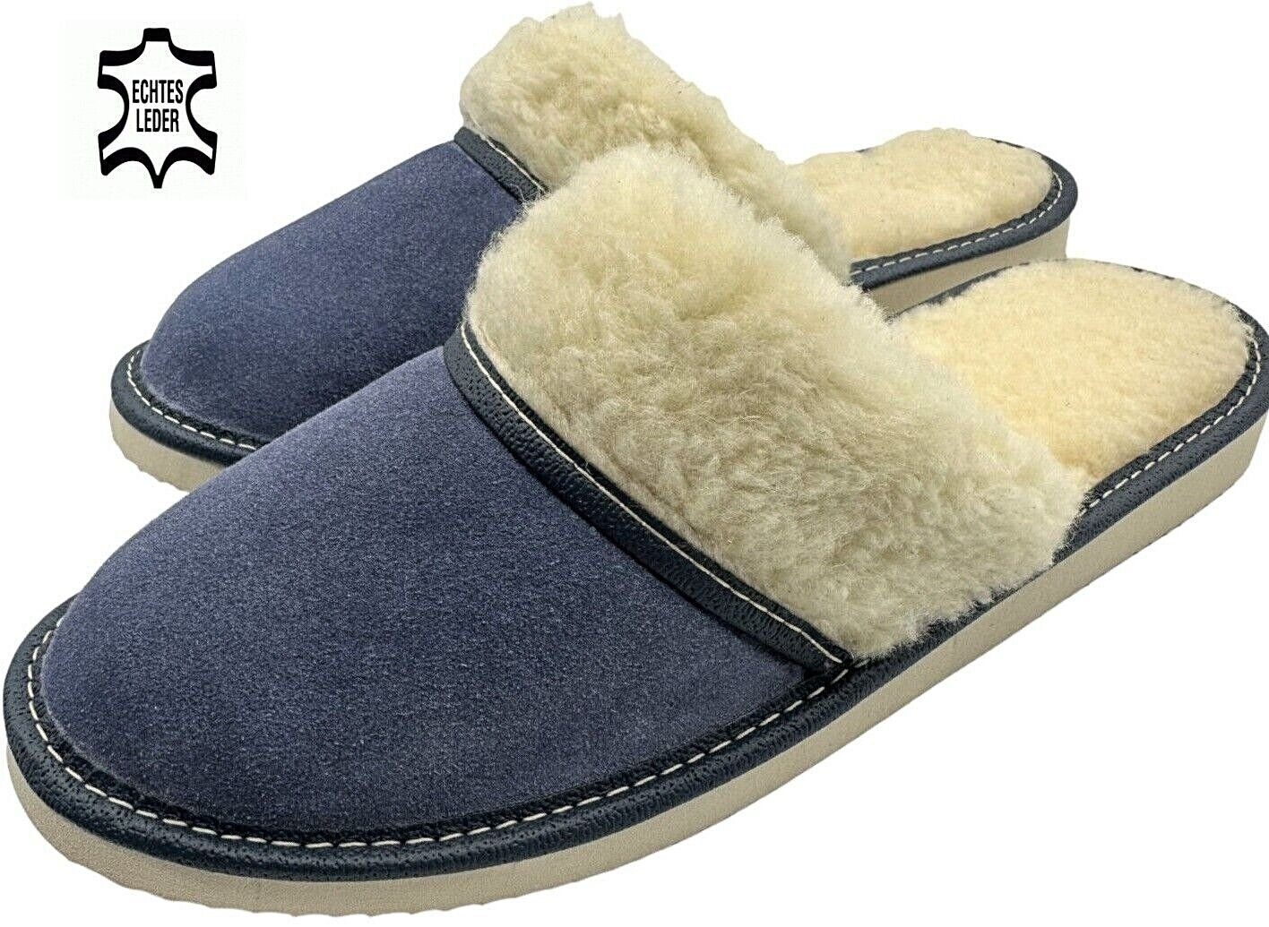 em-ka Damen Leder Winter warme Hausschuhe Hüttenschuhe Pantoffeln Schafwolle  Hausschuh, Achtung ! Für schmale Füße - die Schuhe fallen sehr eng aus !