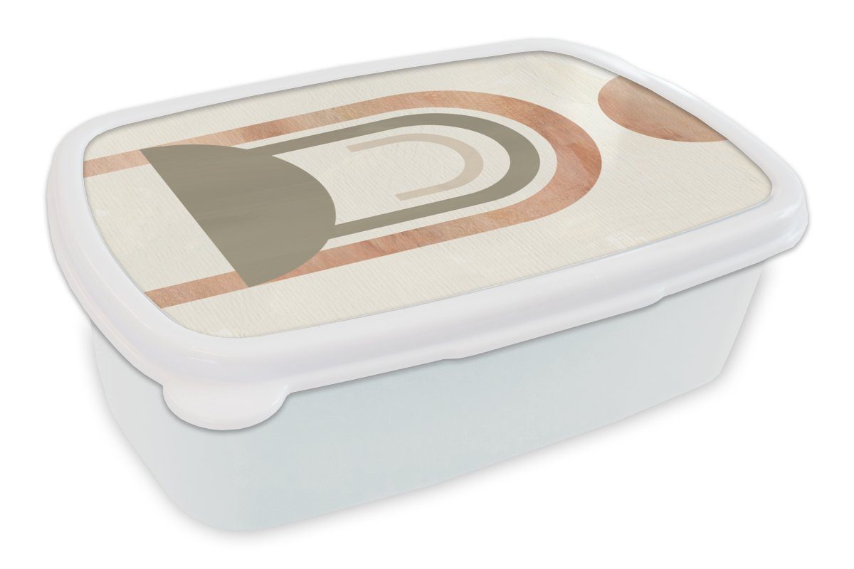MuchoWow Lunchbox Kunststoff, und weiß Brotbox für Erwachsene, Kinder Kreis Abstrakt Brotdose, Jungs - - Mädchen und für (2-tlg), Design,