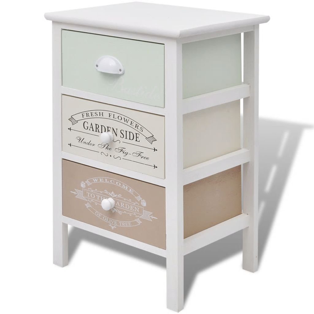 vidaXL Sideboard 38 x 28 x 57 cm Schränkcken 3 Schubladen Französischer Stil Holz