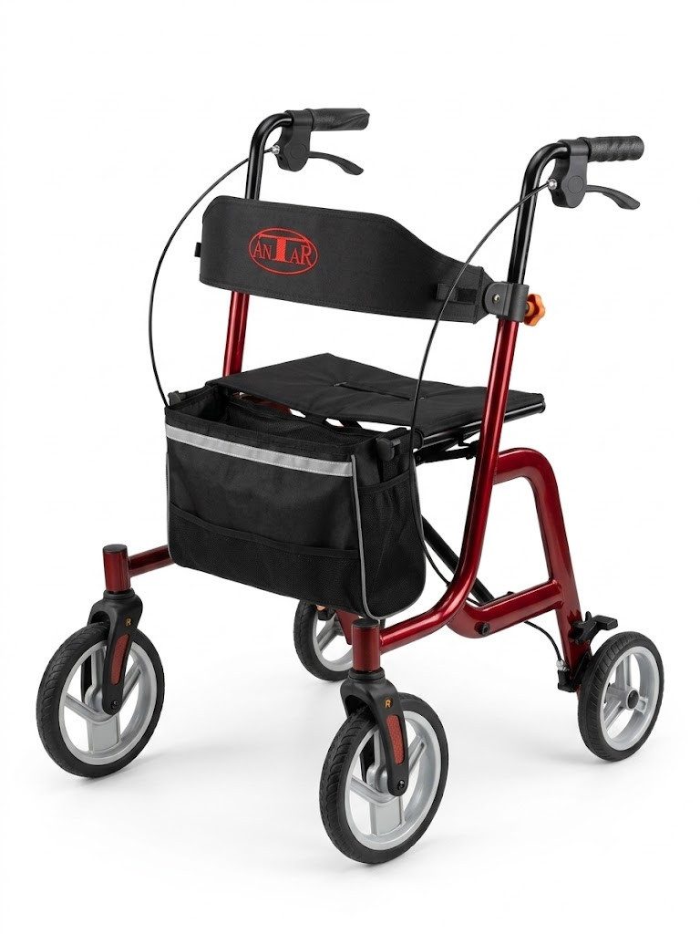 Antar Rollator Gold mit Sitz und Softrädern