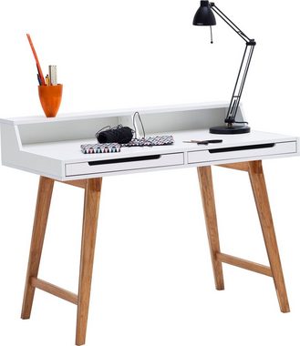 MCA furniture Schreibtisch Tiffy, weiß matt lackiert, Gestell Massivholz buchefarben, Breite 110 cm