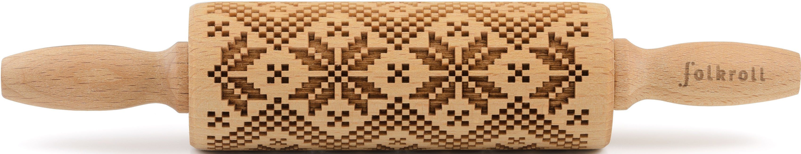 folkroll Teigroller 3D-Motiv-Teigrolle Massivholz, Skandinavien