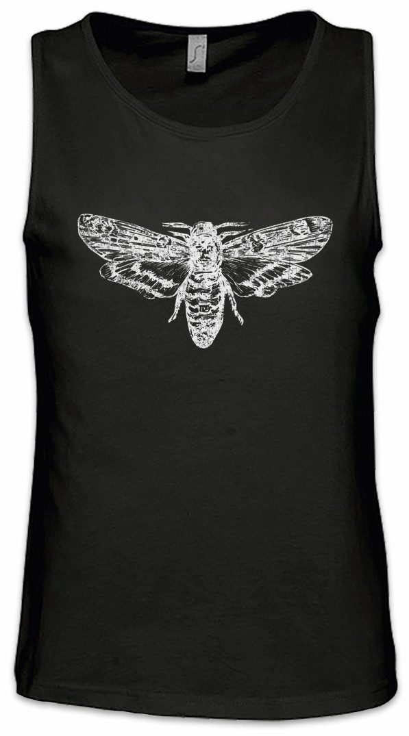 Urban Backwoods Tanktop Moth Ärmelloses T-Shirt Motte Death Skelett Skeleton Black White Gothic Horror Insekt Insekten