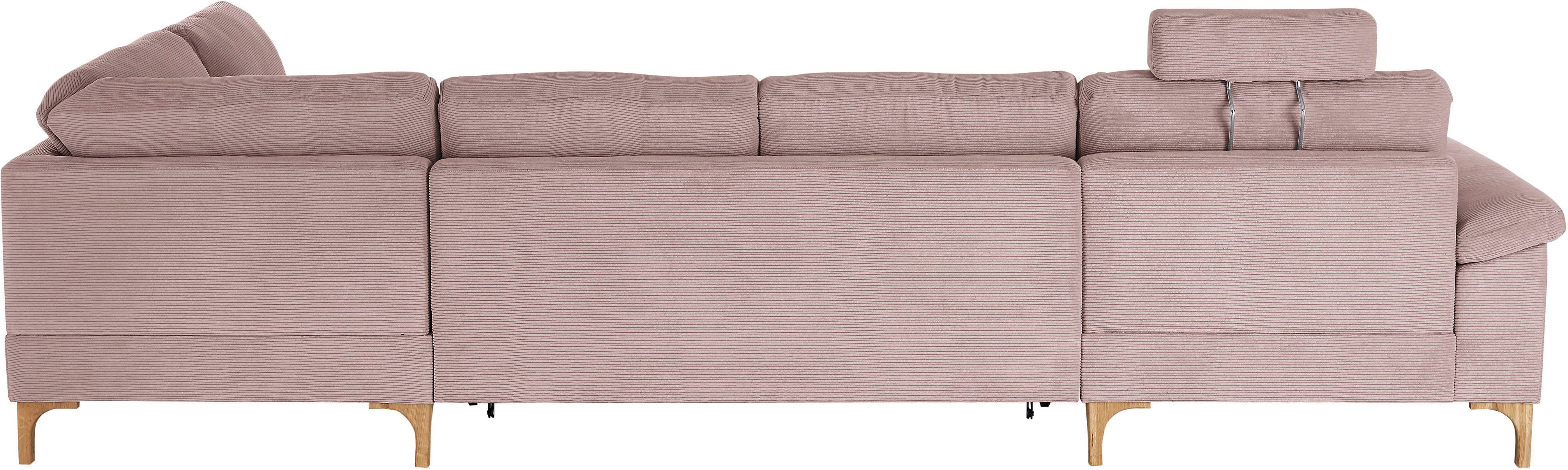 Bettkasten sowie in 2-Sitzer Candy Querschläfer Longchair, im PUR-Schaumstoff oder 3C rosa Lecce, Wohnlandschaft und Tonnentaschenfederkern, wahlweise Umbauecke