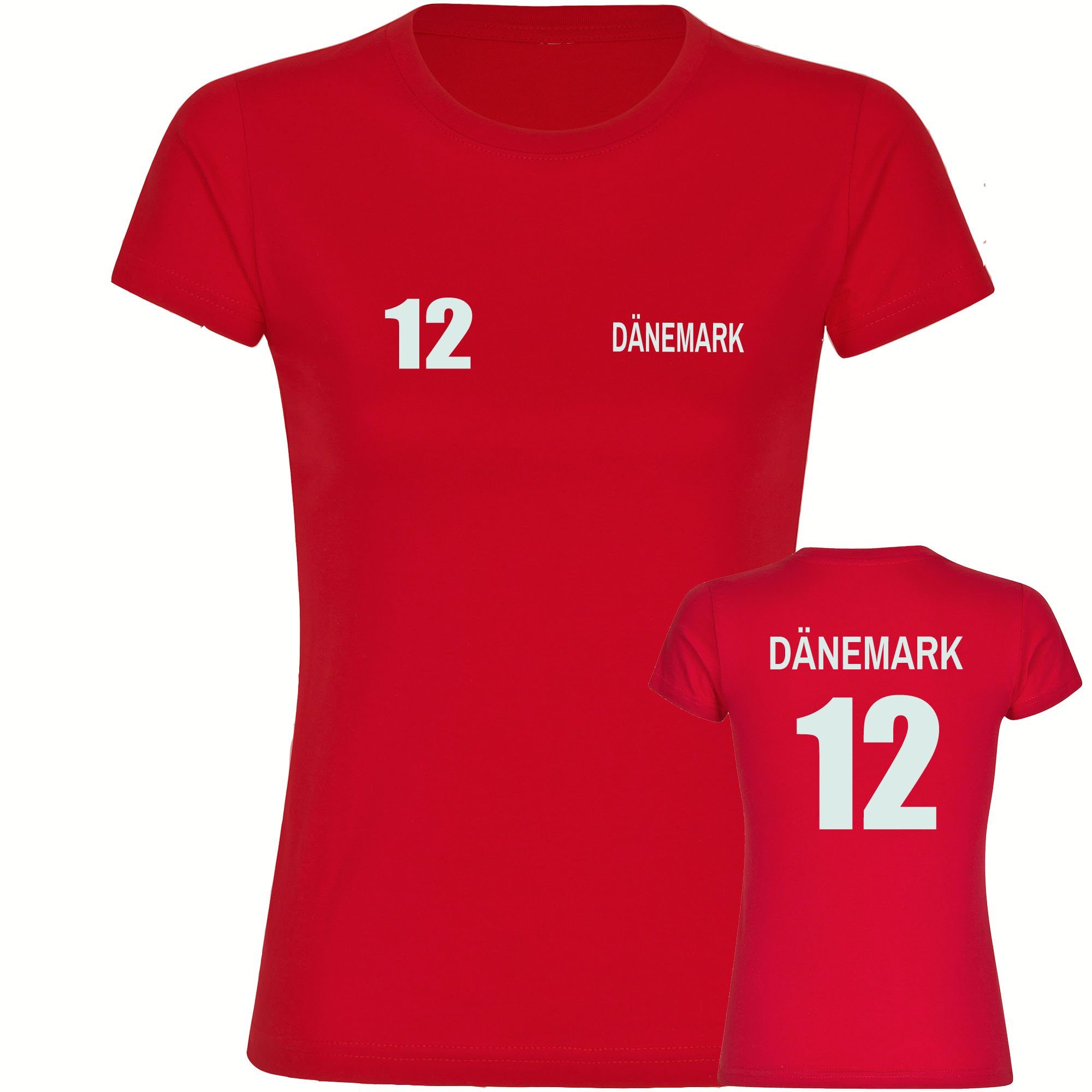 multifanshop T-Shirt Damen Dänemark - Trikot 12 - Frauen