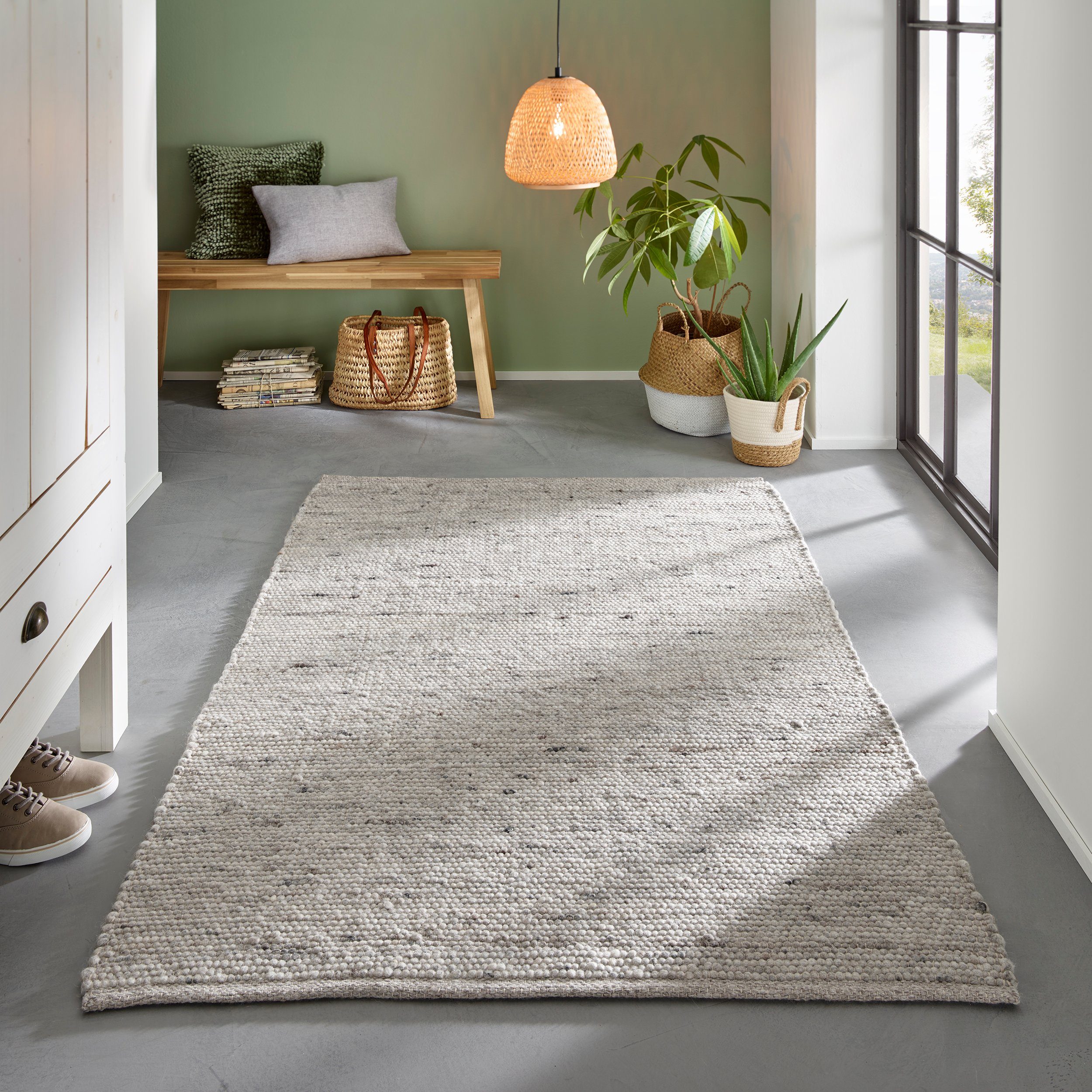 Wollteppich Gewalkter Handweb Woll-Teppich