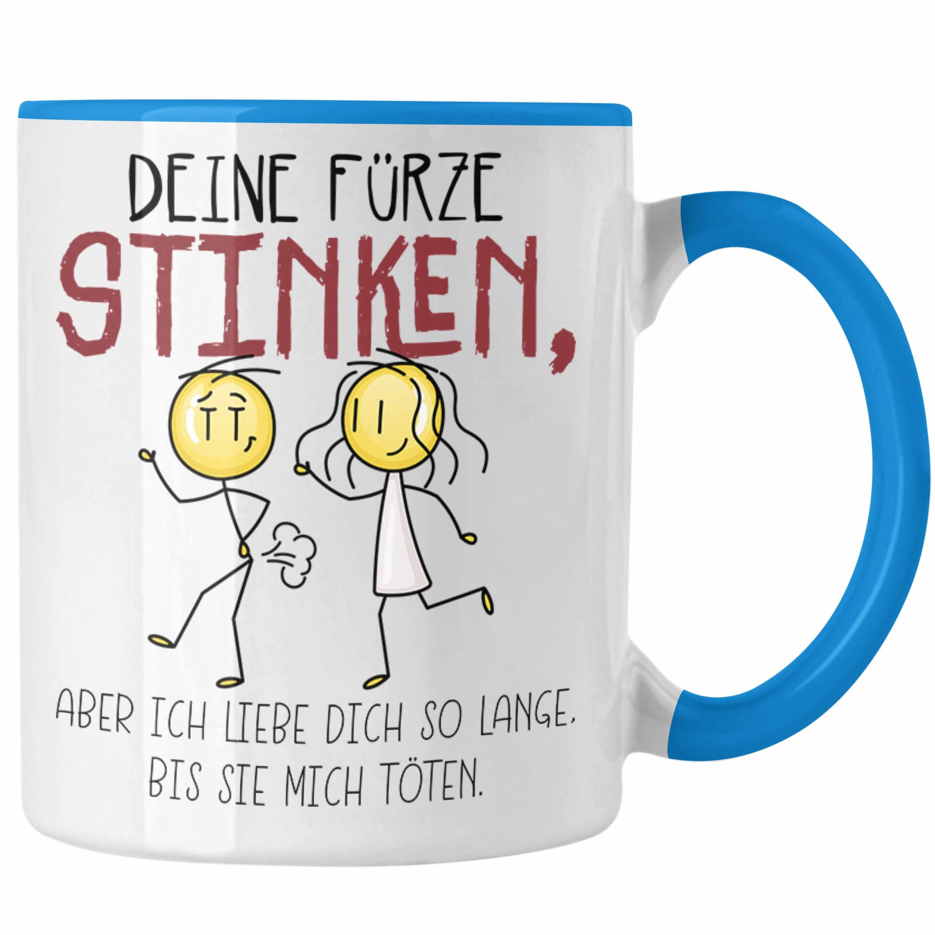 Trendation Tasse Deine Fürze Stinken Tasse Geschenk Valentinstag Partner Freundin Liebe Blau