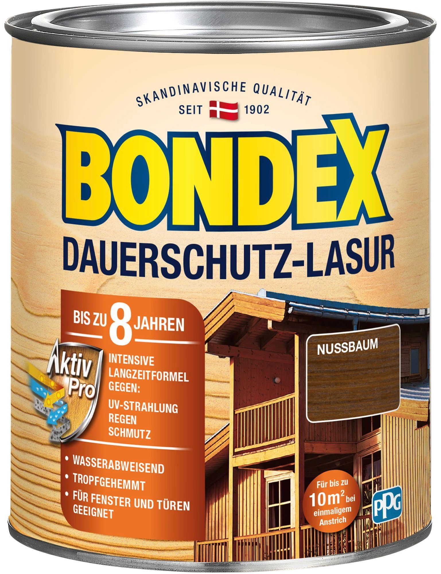 Bondex Holzschutzlasur DAUERSCHUTZ-LASUR, Ebenholz, 0,75 Liter Inhalt nussbaum