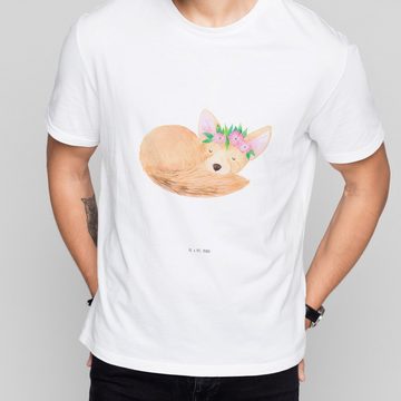 Mr. & Mrs. Panda T-Shirt Wüstenfuchs Blumen - Weiß - Geschenk, Wildtiere, Afrika, T-Shirt, Blu (1-tlg)