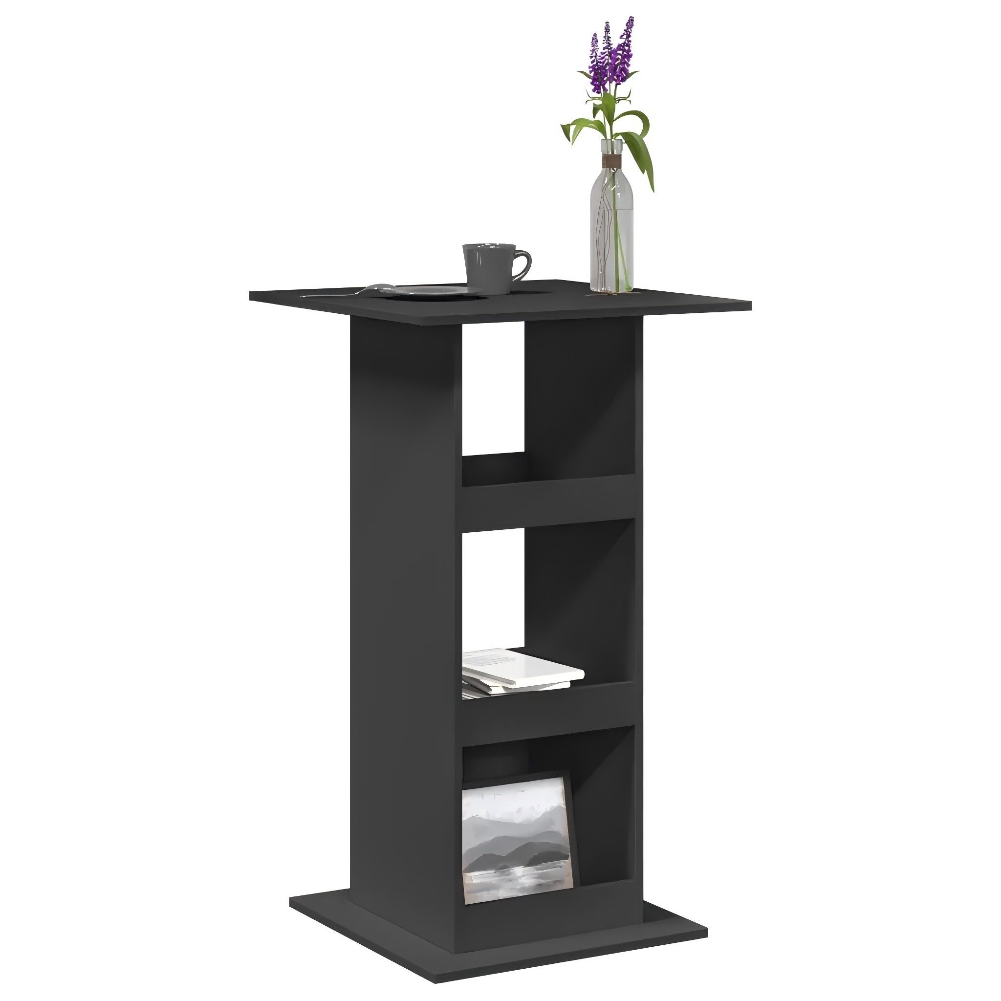 vidaXL Esstisch vidaXL Bartisch mit Ablagen Schwarz 60x60x102 cm Holzwerkstoff