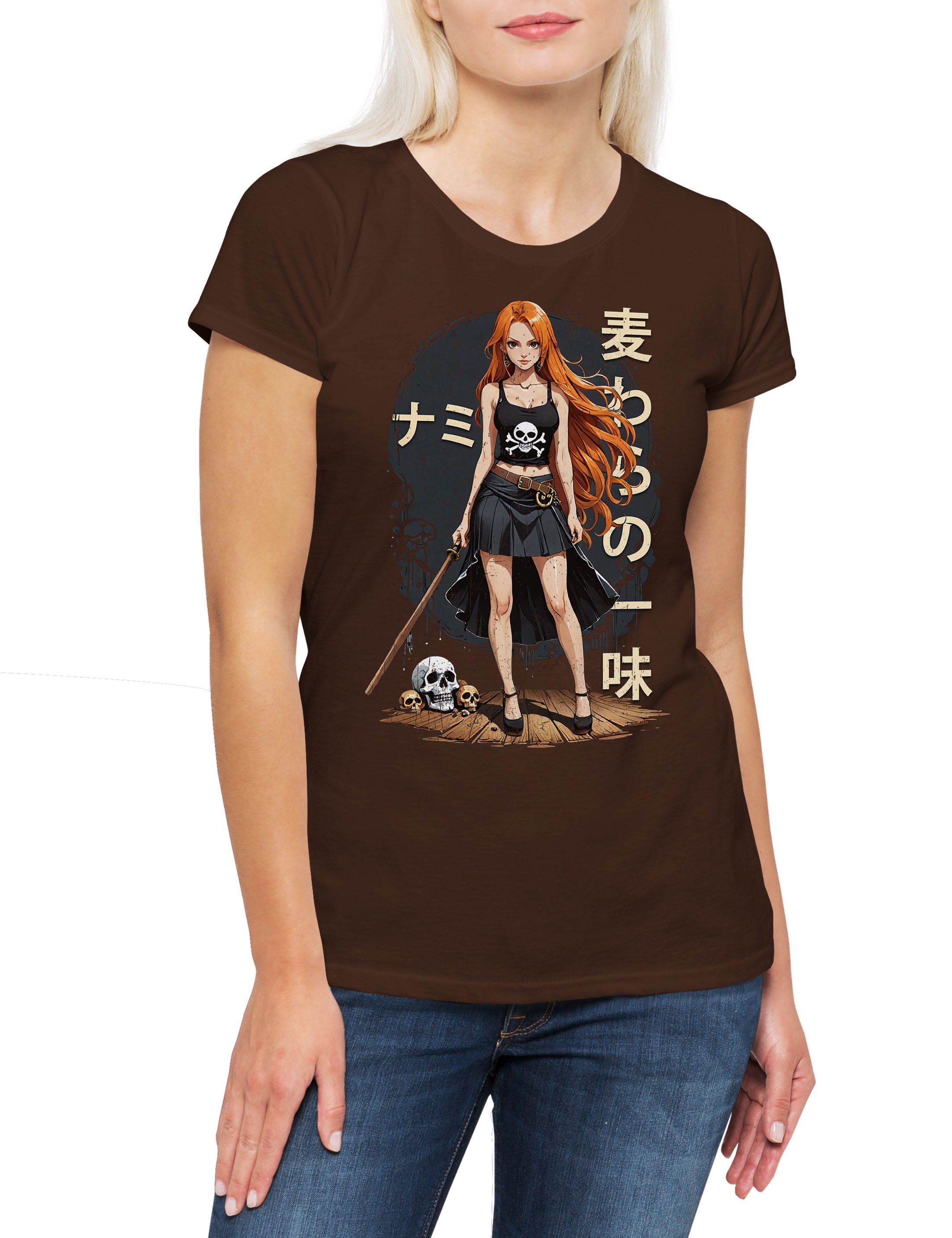 Print-Shirt Anime Nami Damen T-Shirt One Pirate Adventure Anime Piece D Luffy