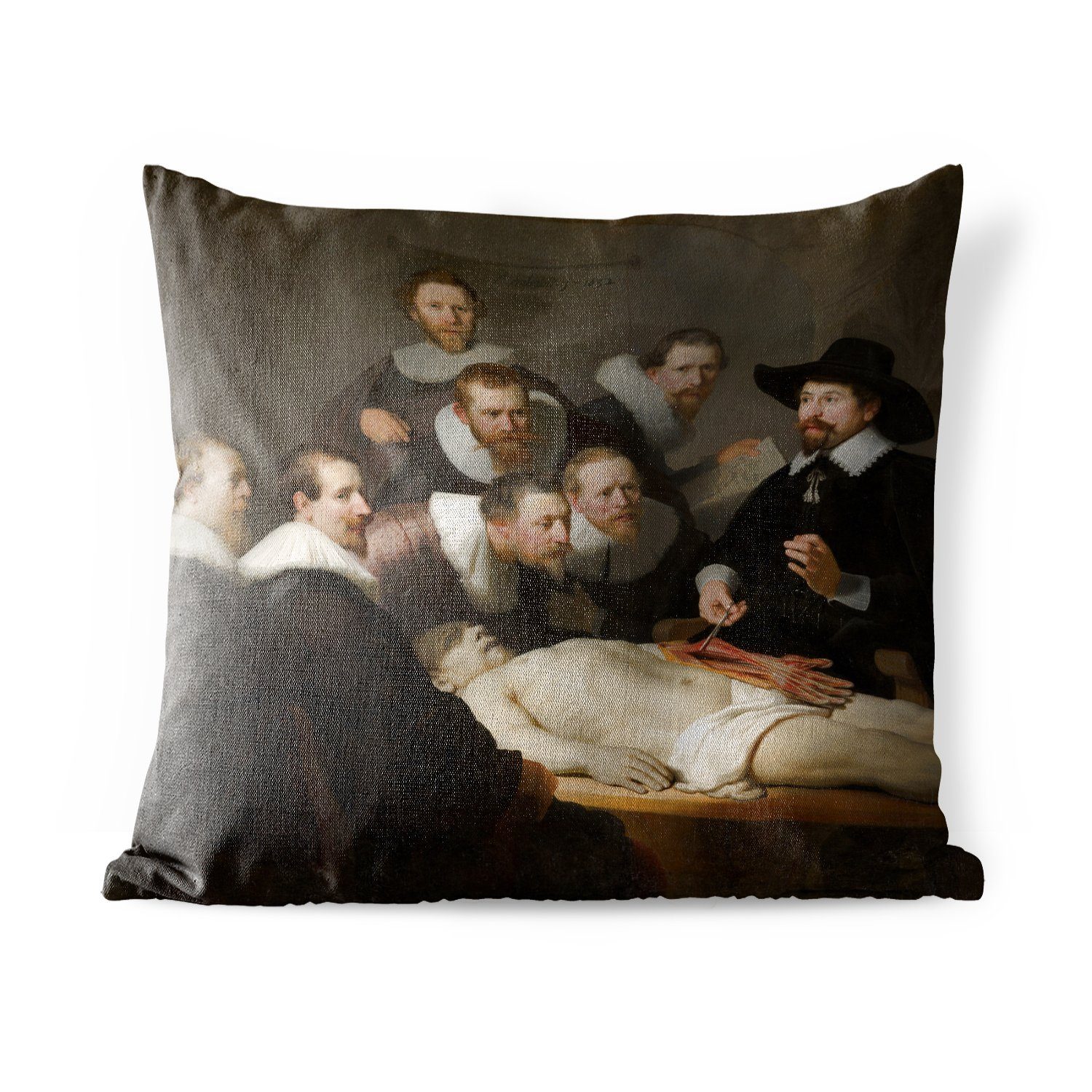 MuchoWow Dekokissen Die Anatomiestunde von Dr. Nicolaes Tulp - Gemälde von Rembrandt van, Kissenbezüge, Kissenhülle, Dekokissen, Dekokissenbezug, Outdoor