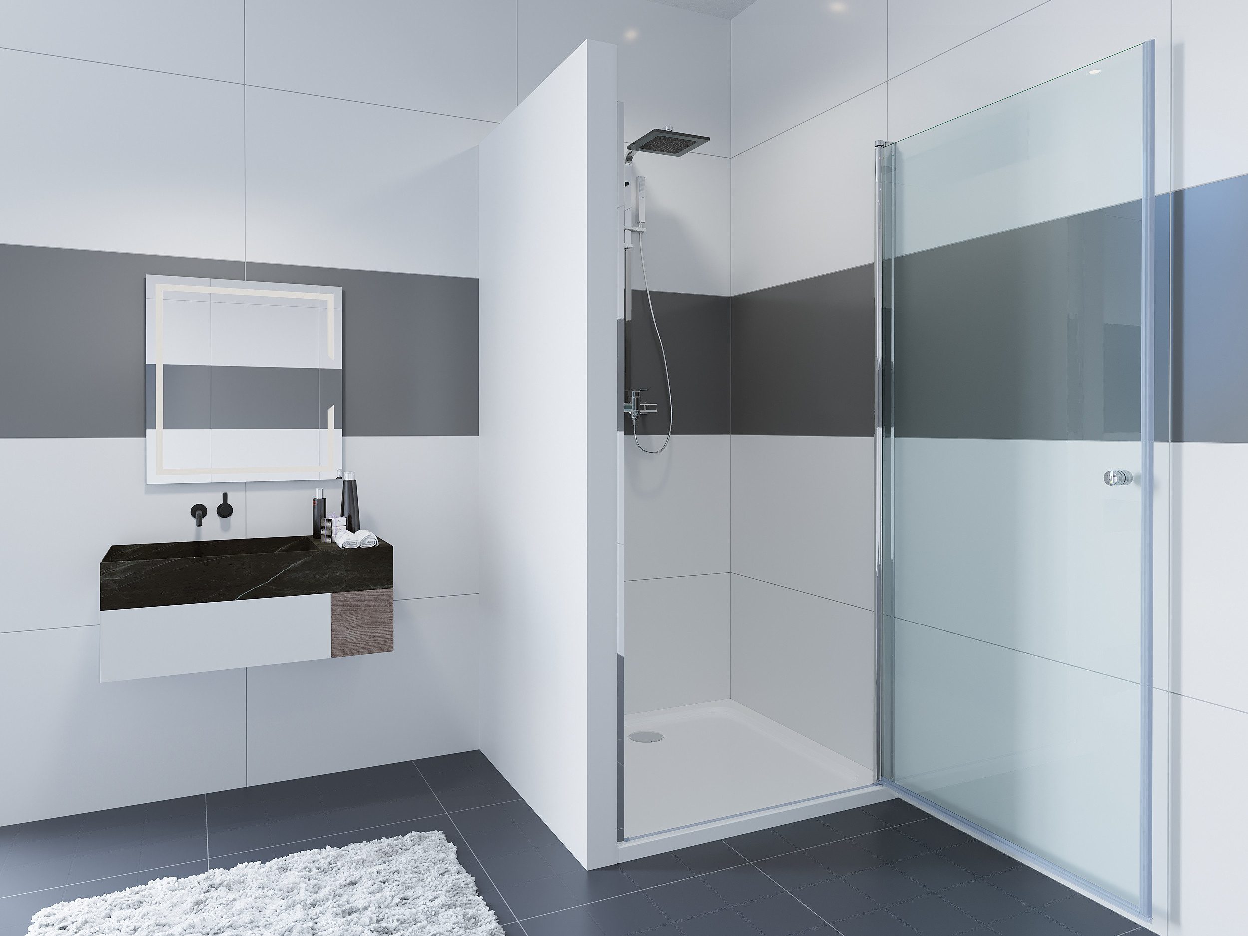 IMPTS Dusch-Drehtür Dusche Nische Duschtür Nischendusche, 70x185 cm, Sicherheitsglas, (Set, mit hochwertigen Aluminiumprofilen in Chrome) Duschtür Pendeltür Dus – Bild 3 von 5