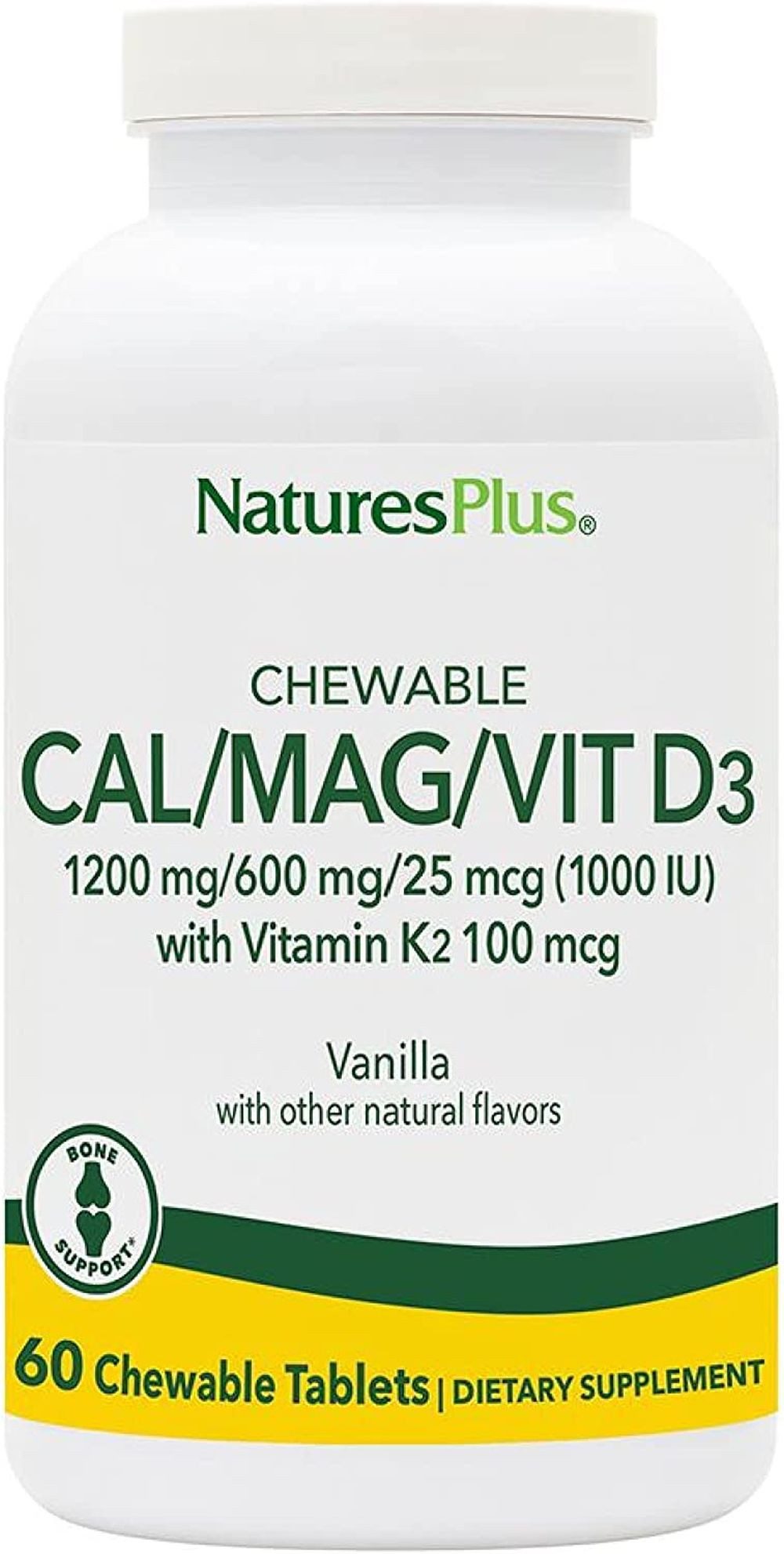 Natures Plus Natures Plus CAL-MAG-VIT D3- 60 Kautabletten- Vanilla Tabletten