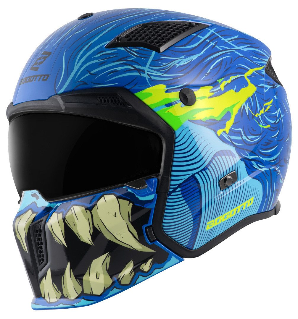 Bogotto Motorradhelm Radic Bestia 22.06 Helm, Herausnehmbares Innenfutter,integriertes Sonnenvisier