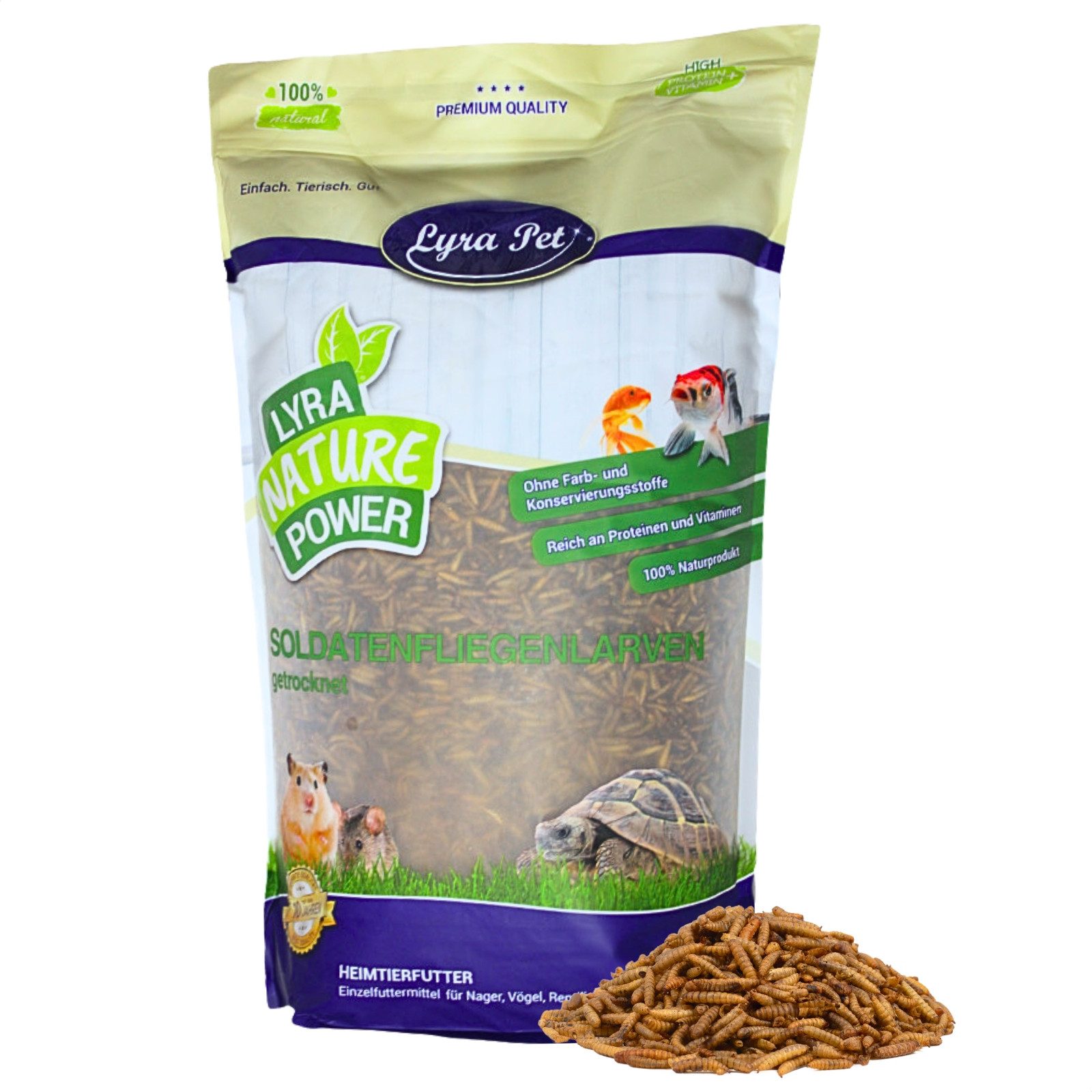 Lyra Pet 1 kg Lyra Pet® Soldatenfliegenlarven Vogelfutter, für: Reptilien, Nager, Wildvogel, Fisch