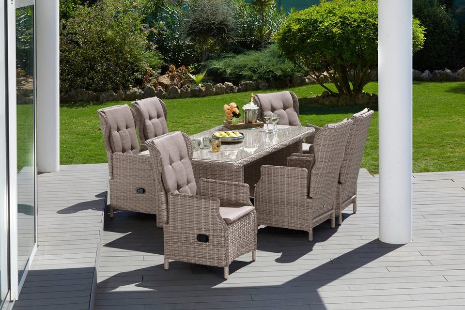 MERXX Garten-Essgruppe Riviera, Sessel mit hoher verstellbarer Rückenlehne  für mehr Komfort