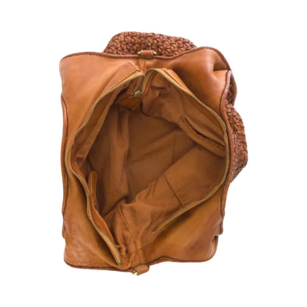 BZNA Schultertasche Emilia Designer Handtasche Tasche Shopper, Geflochtenes Leder Front