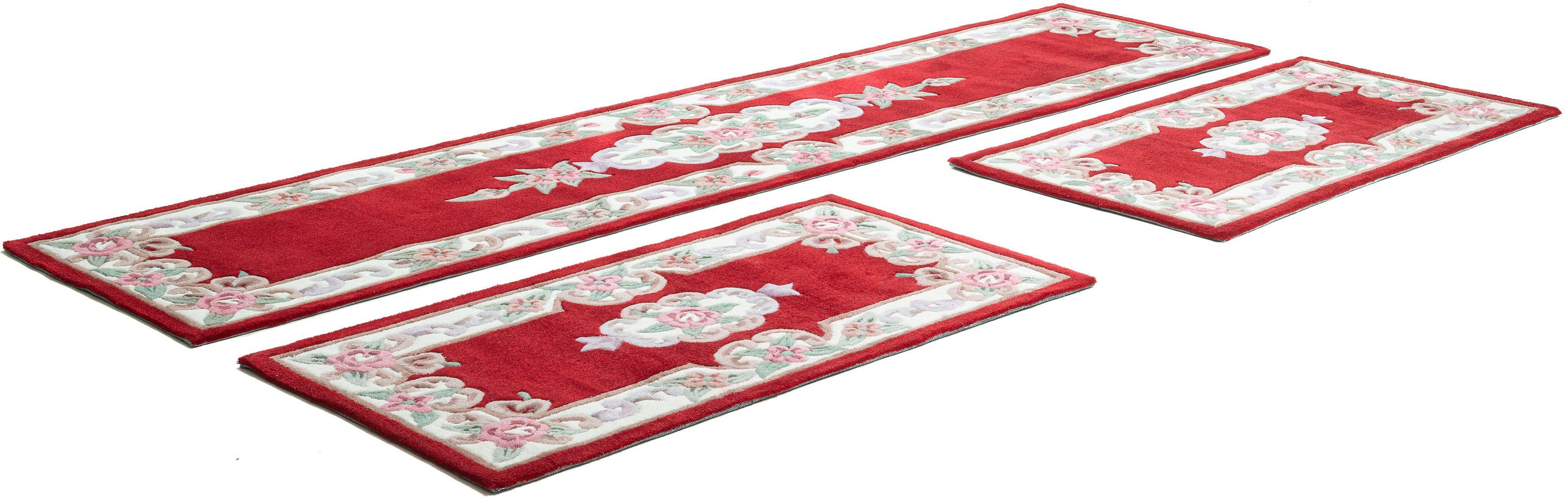 THEKO Bettumrandung Ming, Höhe 14 mm, (3-tlg), Bettvorleger, Läufer-Set, Pastell-Farben, florales Design