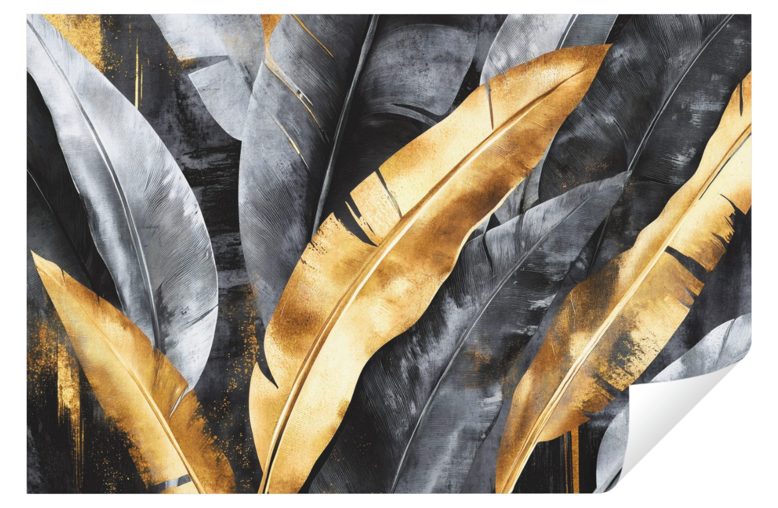 Fototapete Blätter Grau Gold Vlies Tapete Wohnzimmer Schlafzimmer Wandtapete