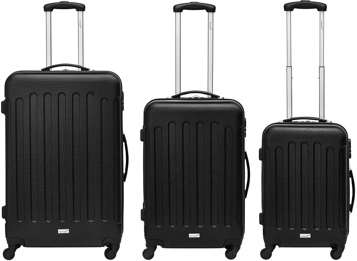 Packenger Trolleyset Travelstar, 4 Rollen, (3 tlg), Reiseset klein mittel groß Gepäckset Hartschallentrolleys