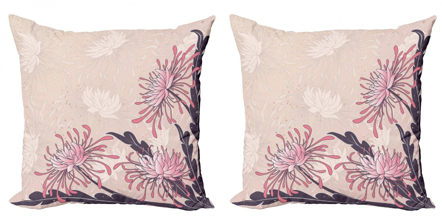 Modern Doppelseitiger Kissenbezüge Accent (2 Bloom Jugendstil Stück), Chrysanthemum Digitaldruck, Abakuhaus