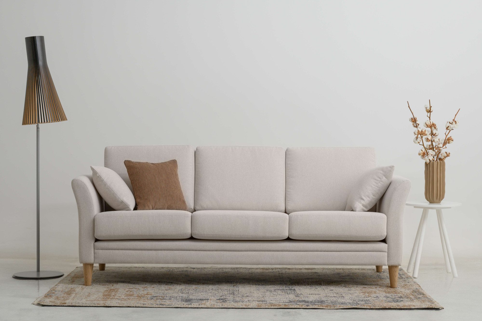 Home affaire 3-Sitzer Arellano, Breite 217 cm, 1 Teile, klassisches Design, 2 Zierkissen inklusive, Webstoff fein