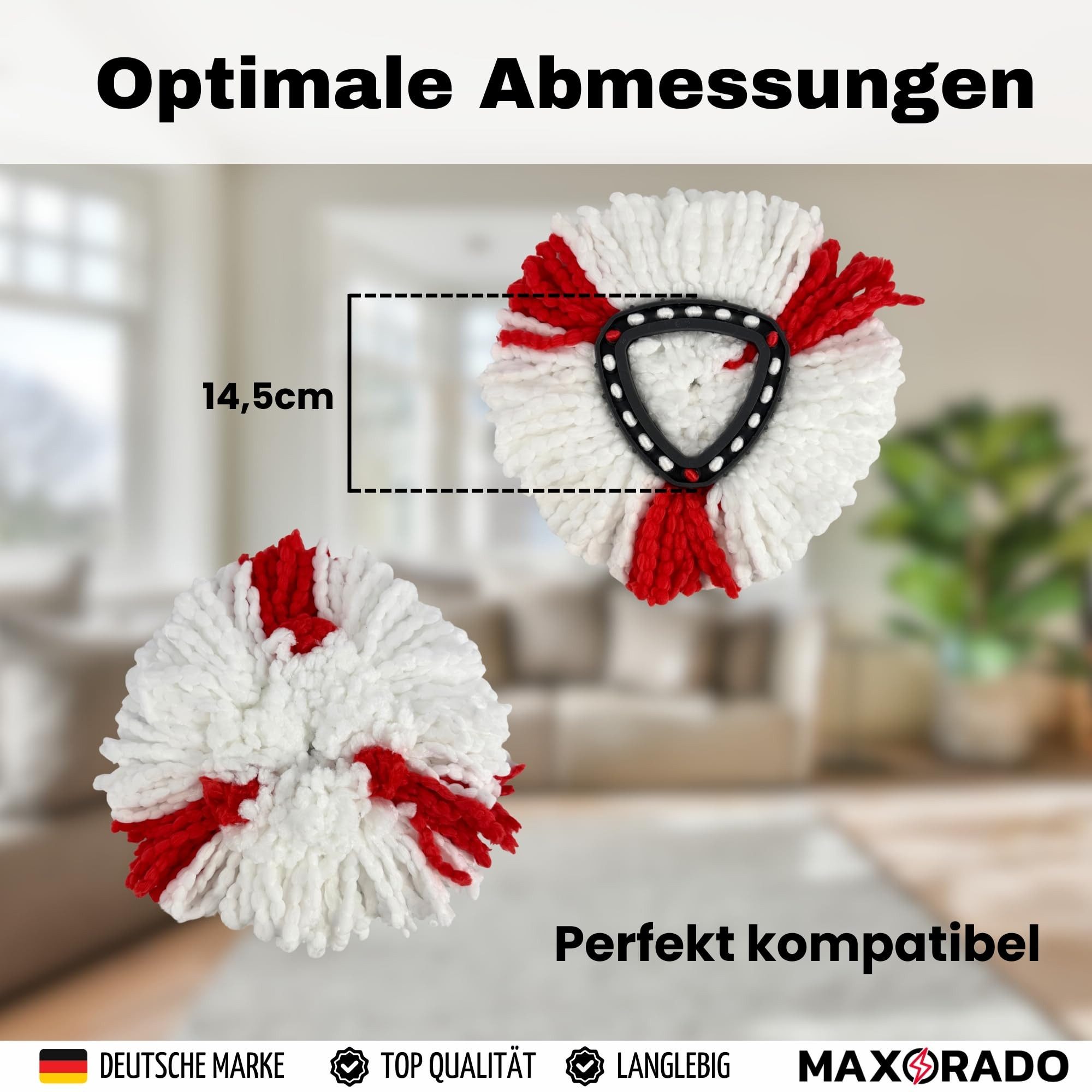 Maxorado 4x für Vileda Easy Wring & clean Ersatzmopp Mikrofaser Ersatzmoppkopf Wischbezug (Mikrofaser, Zubehör, 4-tlg., Easywring für Eimer Ersatzteil, Mopp Kop – Bild 4 von 5
