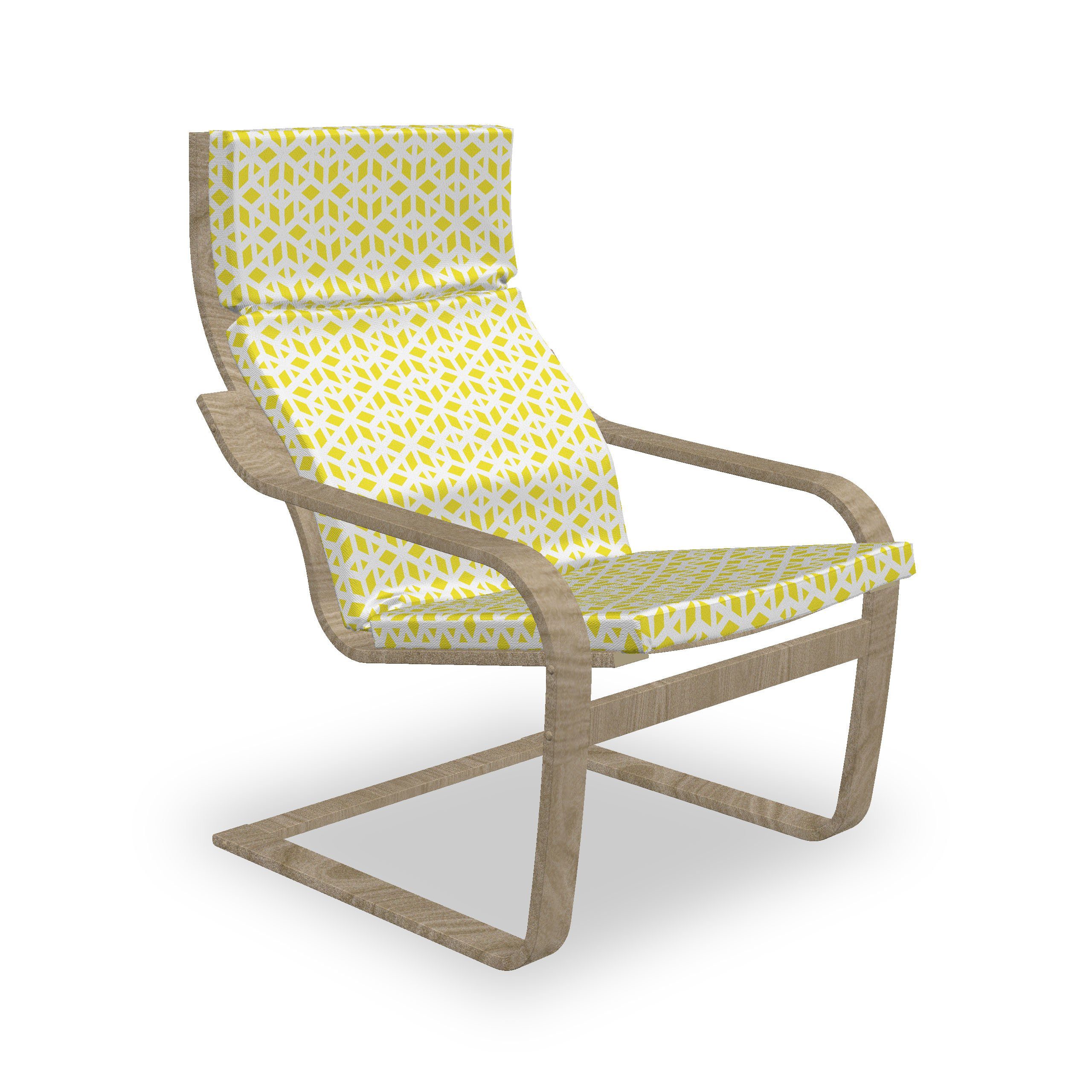 Abakuhaus Stuhlkissen Sitzkissen mit Stuhlkissen mit Hakenschlaufe und Reißverschluss, Gelb und Weiß Wellenförmige Linien Entwurf