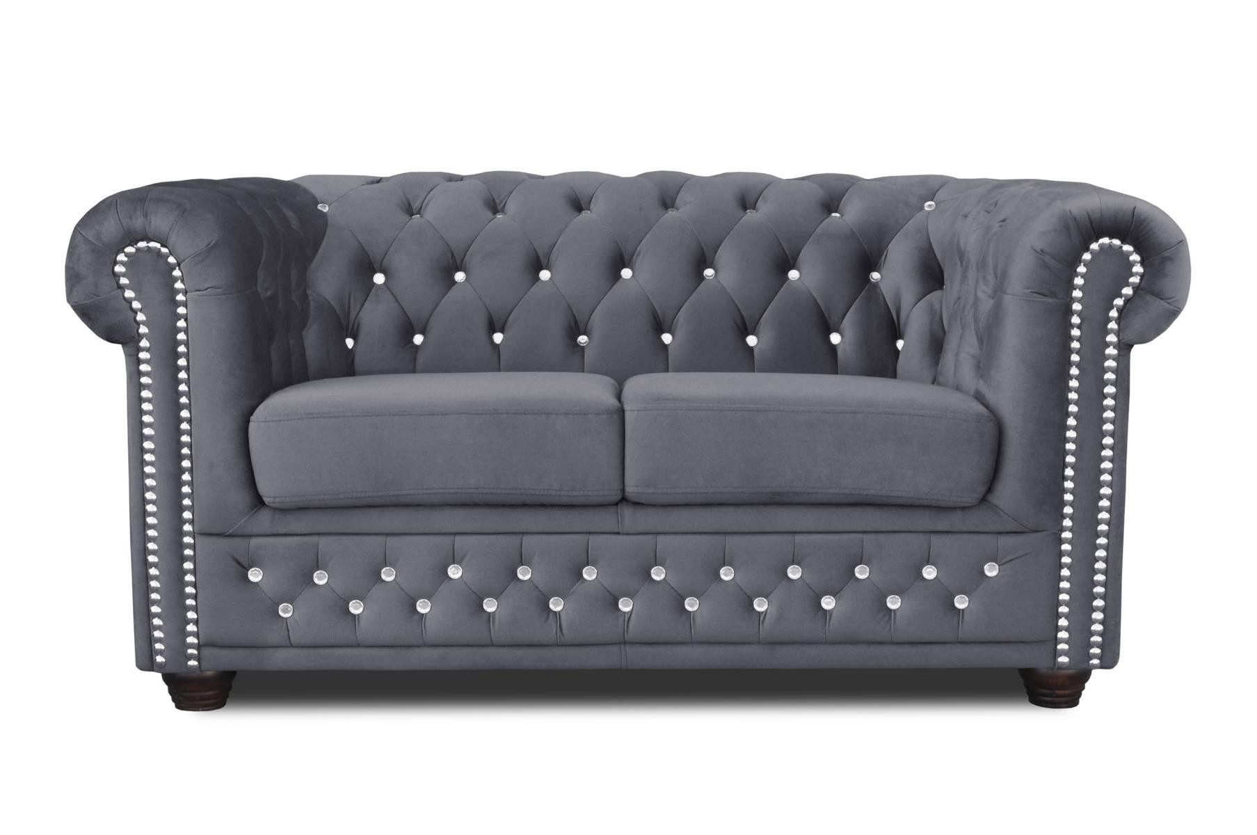 Xlmoebel Chesterfield-Sofa Schwarzes Polstercouch im Chesterfield-Stil aus Textil, Sofa 1 Teile, Hergestellt in Europa