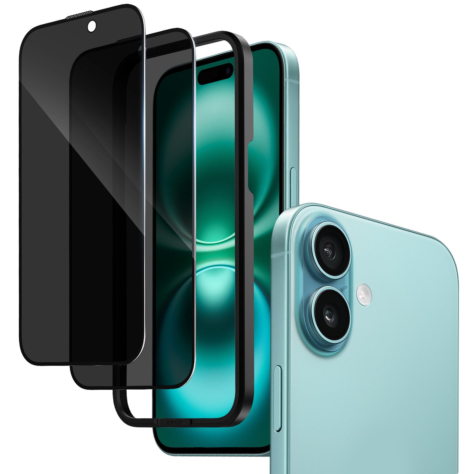 Sytifro Schutzfolie Sichtschutz Panzerglas, Privacy Schutzfolie, Blickschutz für, (iPhone 17 Pro Max/ iPhone 17 Pro/ iPhone 17 Air/ iPhone 17/ iPhone 16 Pro Max/ iPhone 16 Pro/ iPhone 16 Plus/ iPhone 16, 10H Displayschutz, Privacy Blickschutzfolie 28° Sichtschutz), 2 Privacy Glass + 1 Montagerahmen, Premium Panzerfolie