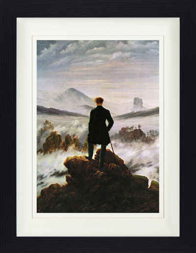 empireposter Wandbild Caspar David Friedrich - Der Wanderer - Framed Poster - Größe 30x40 cm