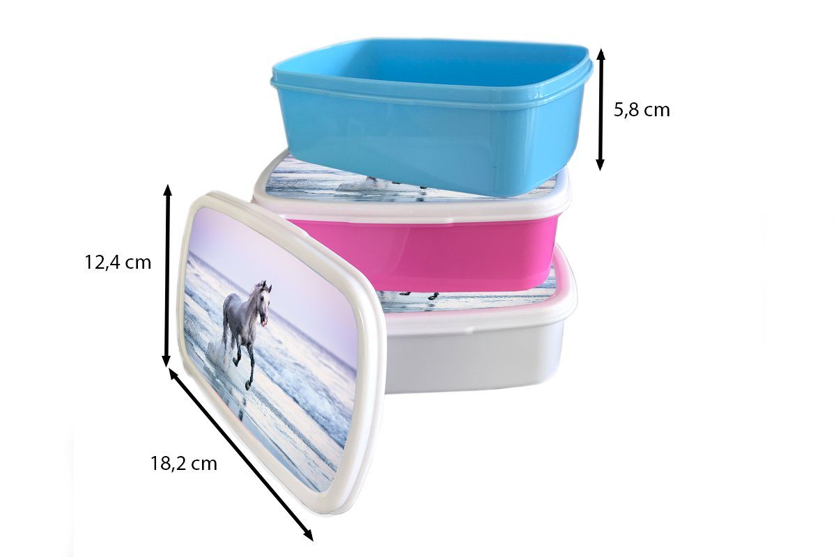 Snackbox, Luft Lunchbox rosa Pferde Erwachsene, Kunststoff Meer, - MuchoWow für Kinder, Brotbox - (2-tlg), Kunststoff, Mädchen, Brotdose