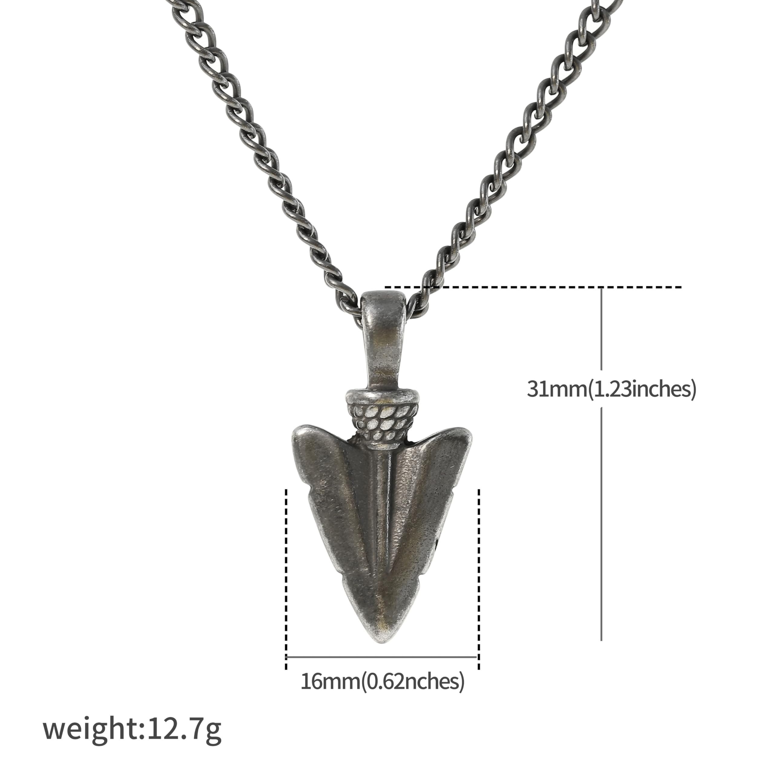 Made by Nami Kette mit Anhänger Edelstahl Halskette Herren mit Anhänger in Schwarz - Pfeilspitze, das perfekte Geschenk für den Mann 40cm lang mit 5cm Verstellkette