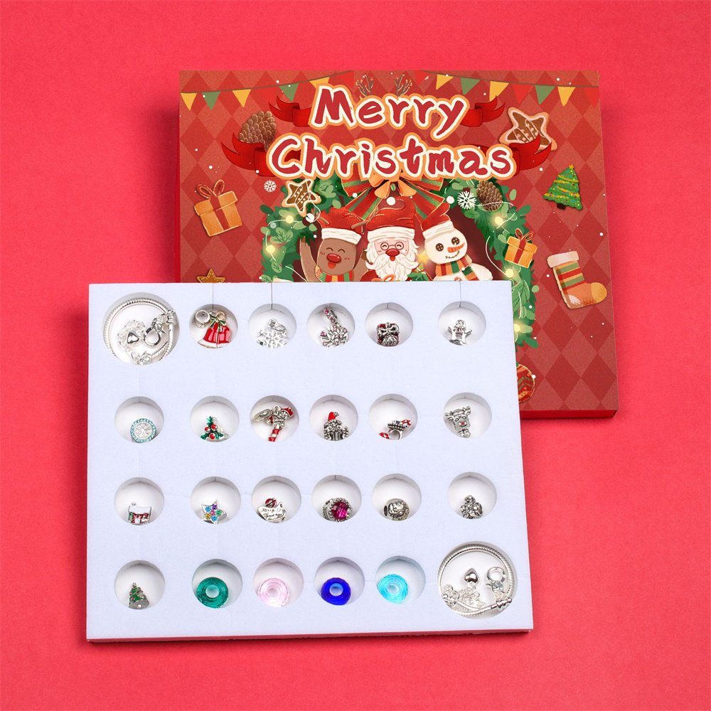 Geschenk Anhänger,Kinder Adventskalender, Kinder Weihnachten Weihnachten (24-tlg), für Dekorative Geschenk Adventskalender Adventskalender Armband 2024