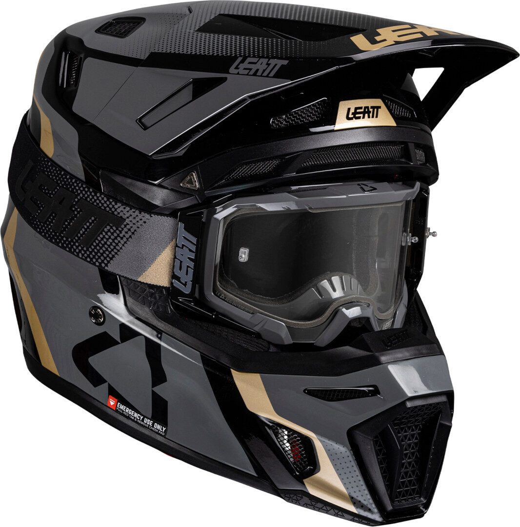 Leatt Motocrosshelm 8.5 2025 Motocross Helm mit Brille, Notfallsystem-Polsterung (EQRS)