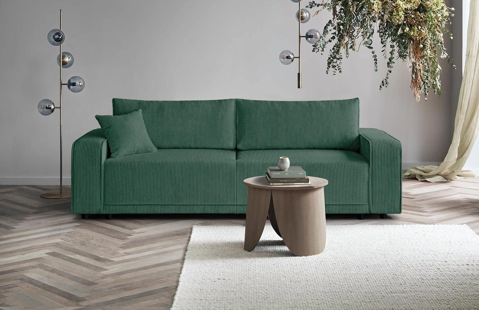 Beautysofa Schlafsofa PRIMO, modernes Design Sofa, Wellenfedern, Schlaffunktion, Bettkasten, breite Armlehnen