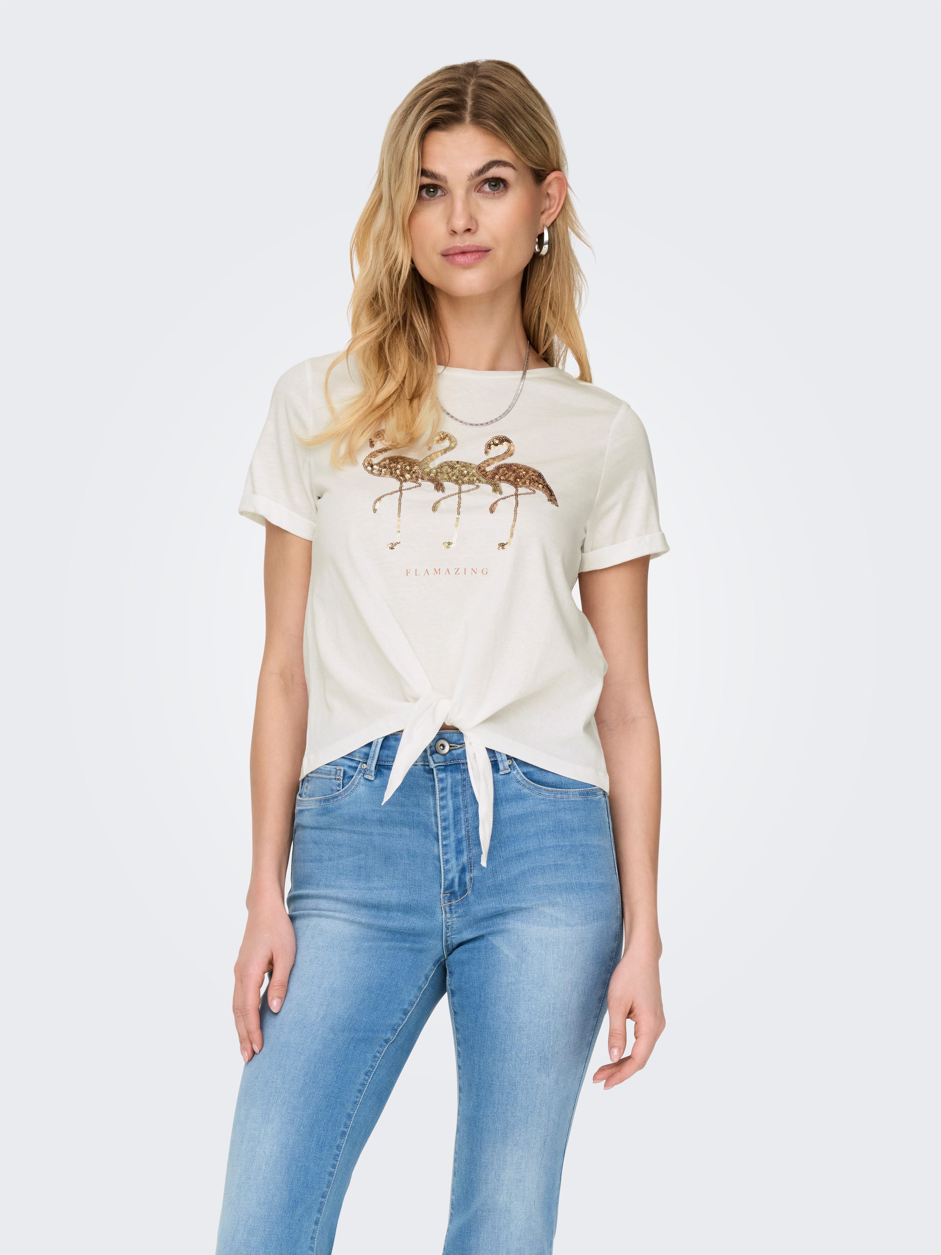 ONLY Kurzarmshirt ONLDORA S/S KNOT FOLD-UP günstig online kaufen