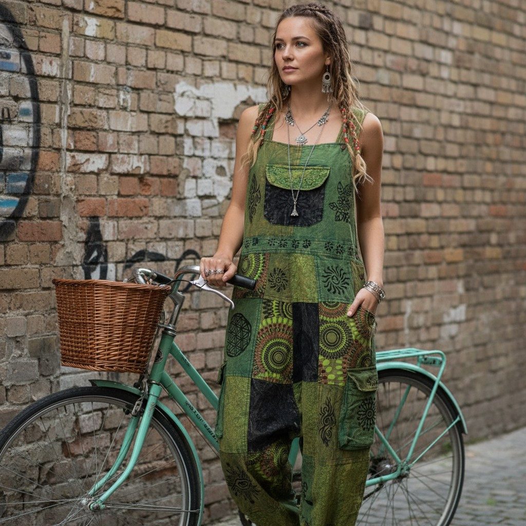 Guru-Shop Relaxhose Natürliche Patchwork Boho Latzhose, Overall,.. Ethno St günstig online kaufen