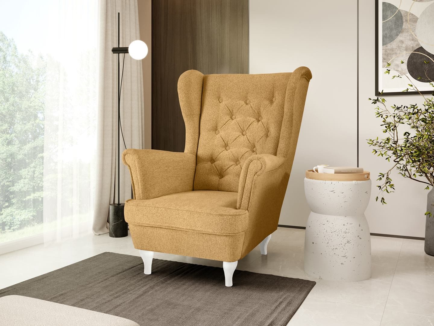 Beautysofa Ohrensessel Sessel FALCO Chesterfield Wohnzimmersessel günstig online kaufen