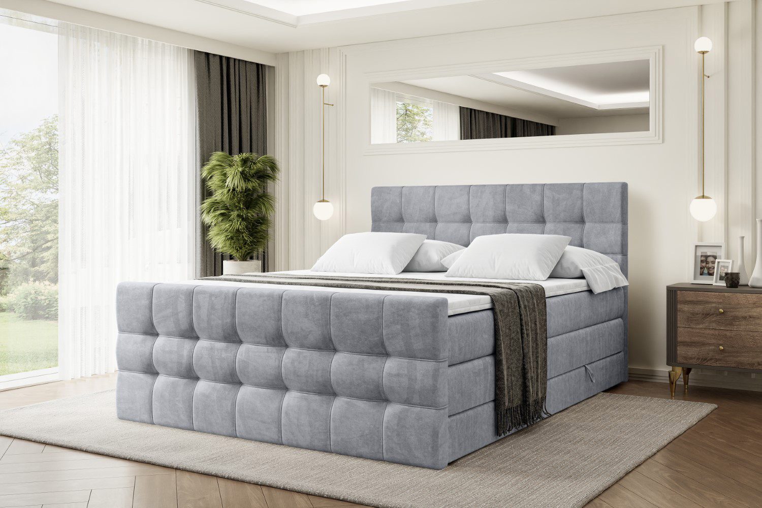 ALTDECOR Boxspringbett BERO-Z KING (mit Matratze und Lattenrost Topper Pols günstig online kaufen