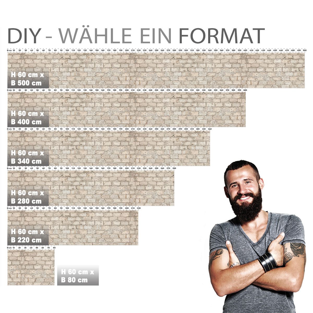 Stickerprofis Küchenrückwand ALTE MAUER (Matt-Finish), (Premium), 1,5mm, selbstklebend, hält auf besonders vielen Öberflächen