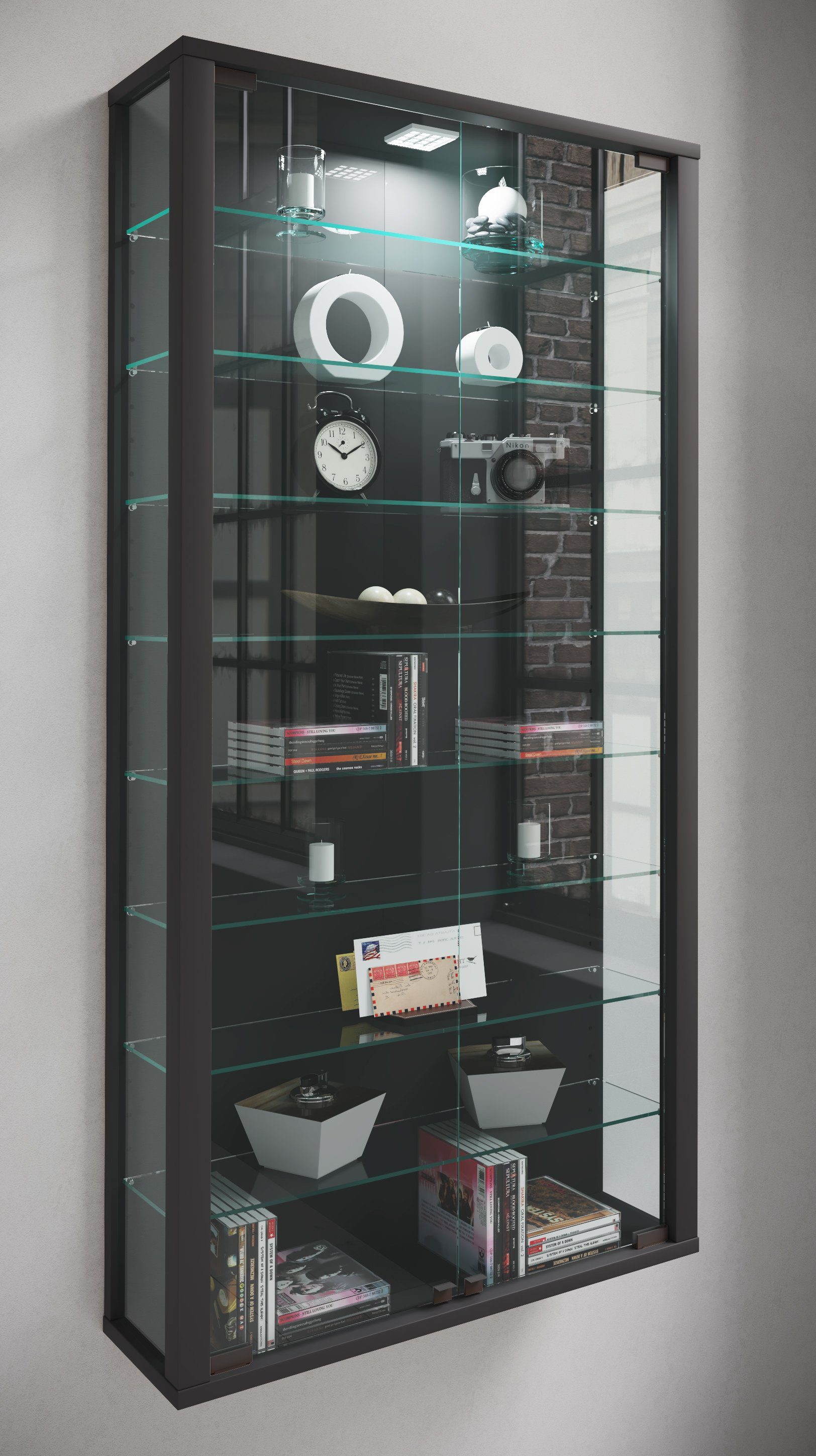 VCM Hängevitrine Vitrosa Maxi 114x59x18cm Glasvitrine hängend, Modern und platzsparend, Hängeschrank