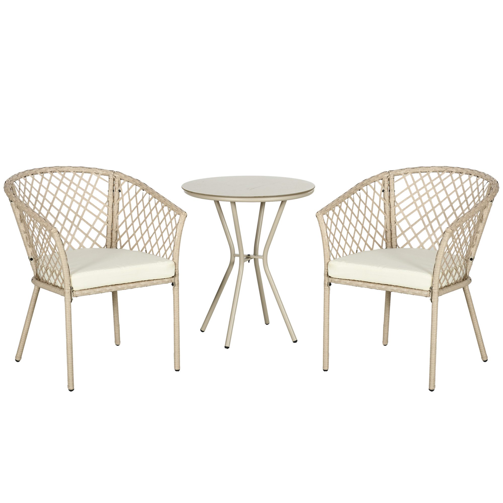 Outsunny Gartenlounge-Set Rattan Gartenmöbel-Set 3-tlg. Gartengarnitur günstig online kaufen